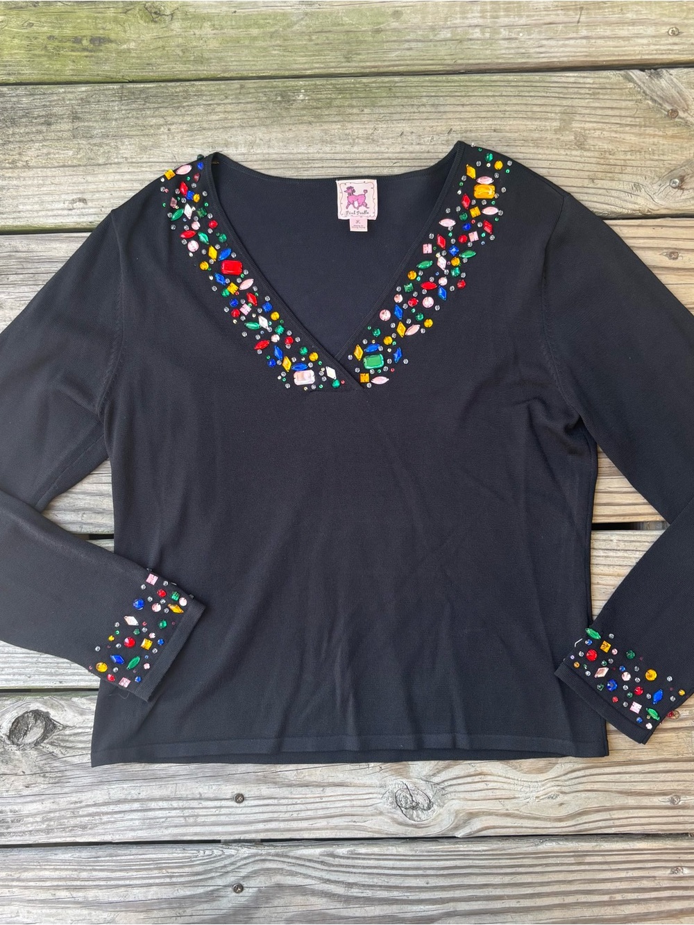 Pink Poodle Gem Embellished Shirt